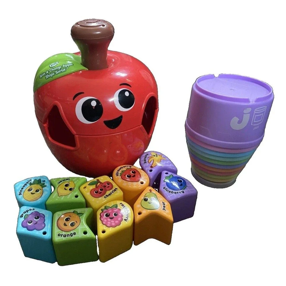 Leap Frog Spin & Change Apple Shape Sorter Educational STEM Learning Cup Stacker